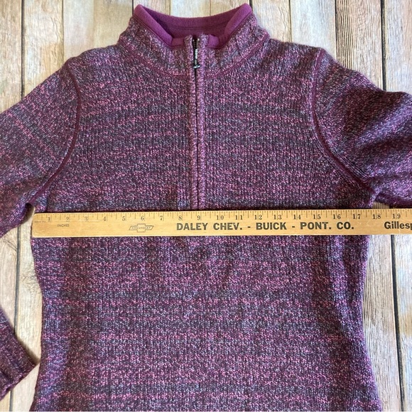 Woolrich 1/4 Zip Wool Blend Pullover Sweater Marled Fig Burgundy Women’s Medium - Picture 3 of 11